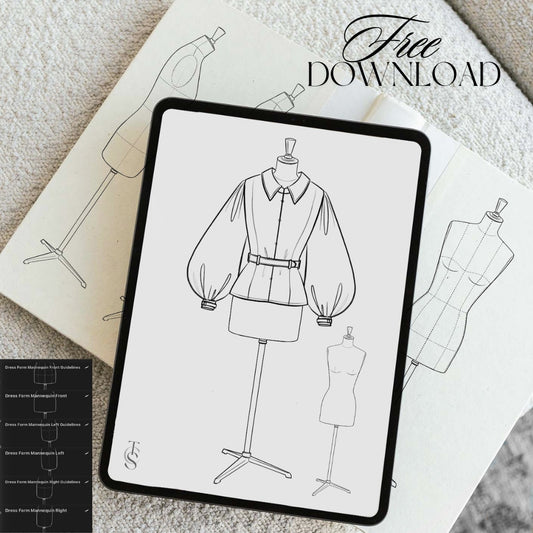 FREE ! Dress form mannequin template for fashion design sketching