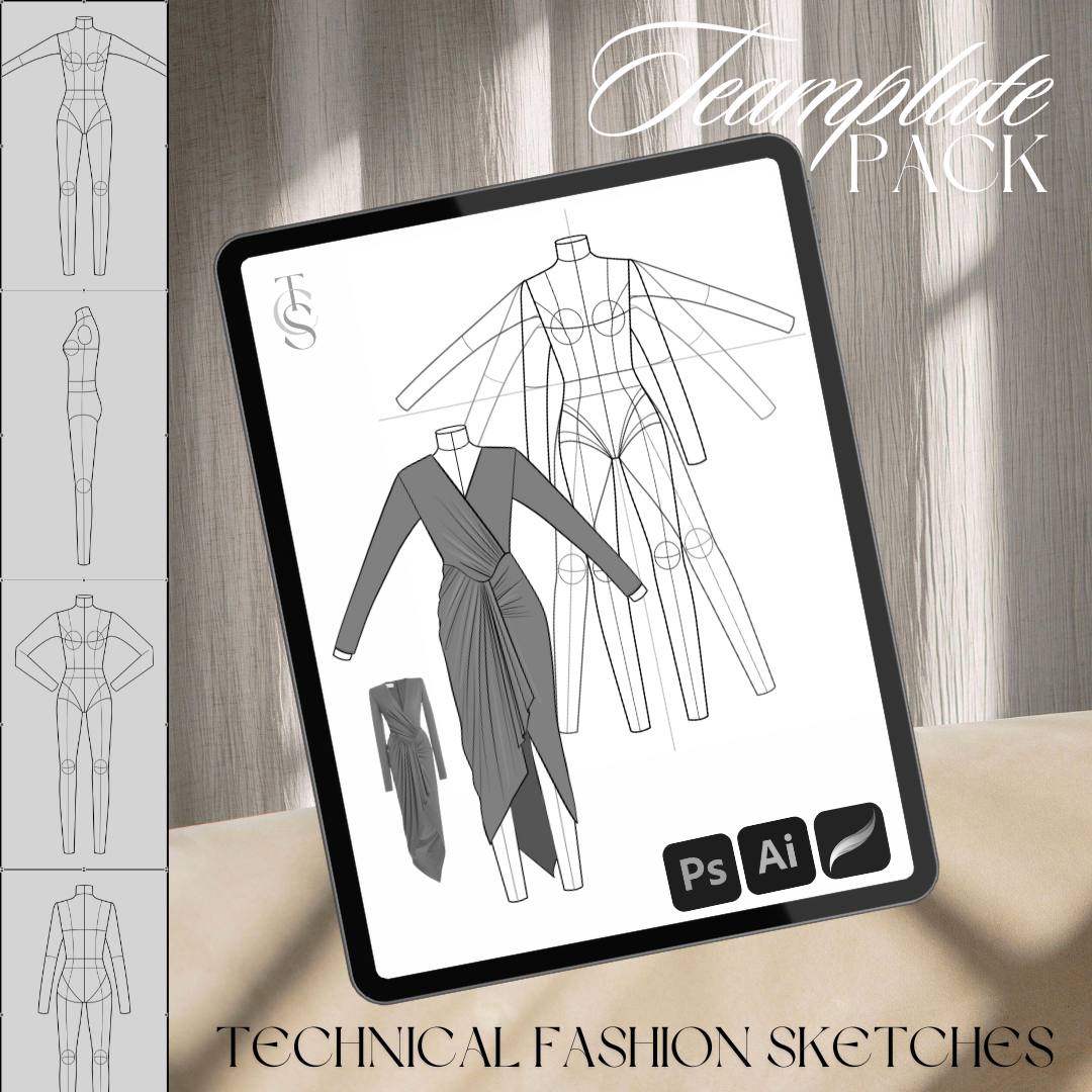 Base template for technical fashion design sketches - CAD drawings